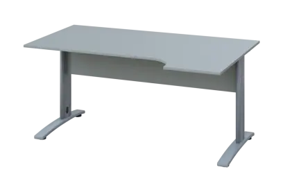 ERK 28 - 164 stůl kancelářský, rohový, pravý, kovová podnož stříbrná, deska 25 mm, široký 1600 mm, šedá